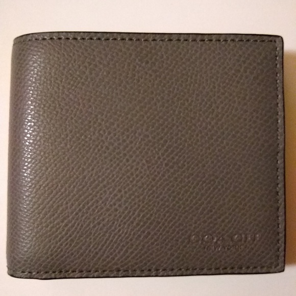 NWT Coach CROSSGRAIN MEN COMPACT ID LEATHER WALLET - Picture 4 of 6